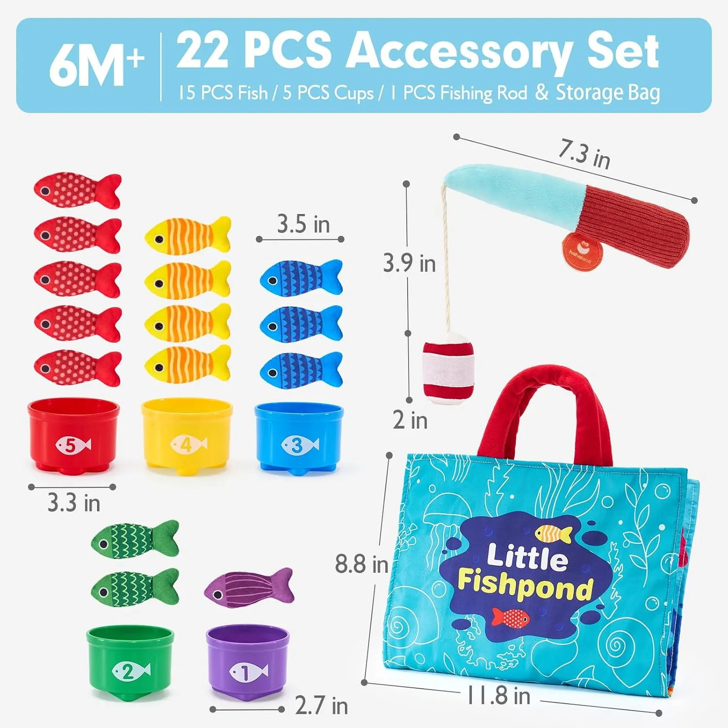 22~Piece Fabric Fishing Toy Set
